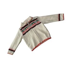 Vintage baby cherry 12 months 1 year sweater zip up cute grandma
